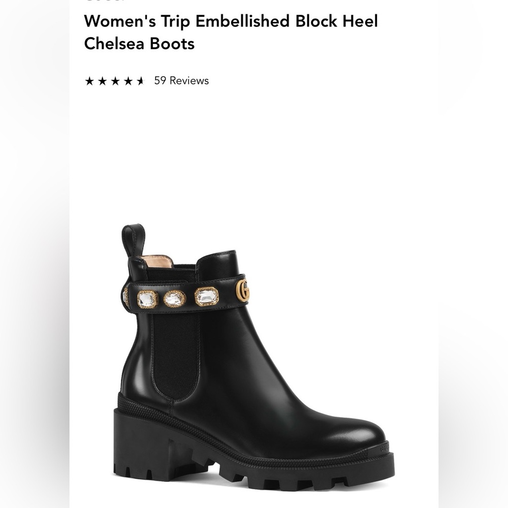 STUNNING!  NEW!  Gucci Trip Logo Strap Chelsea Boot -6.5 - Picture 2 of 14